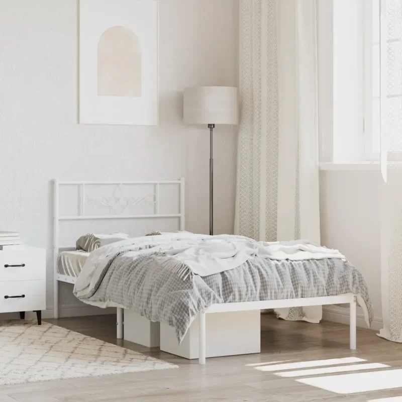 Giroletto senza Materaso con Testiera Metallo Bianco 75x190 cm 355306