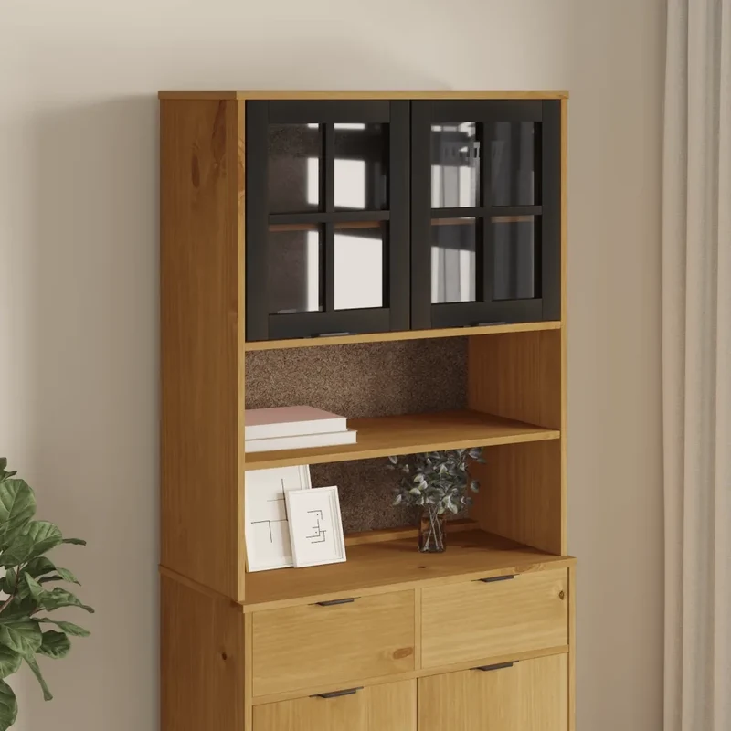 Scaffale per Credenza Anta in Vetro FLAM Legno Massello di Pino 357825