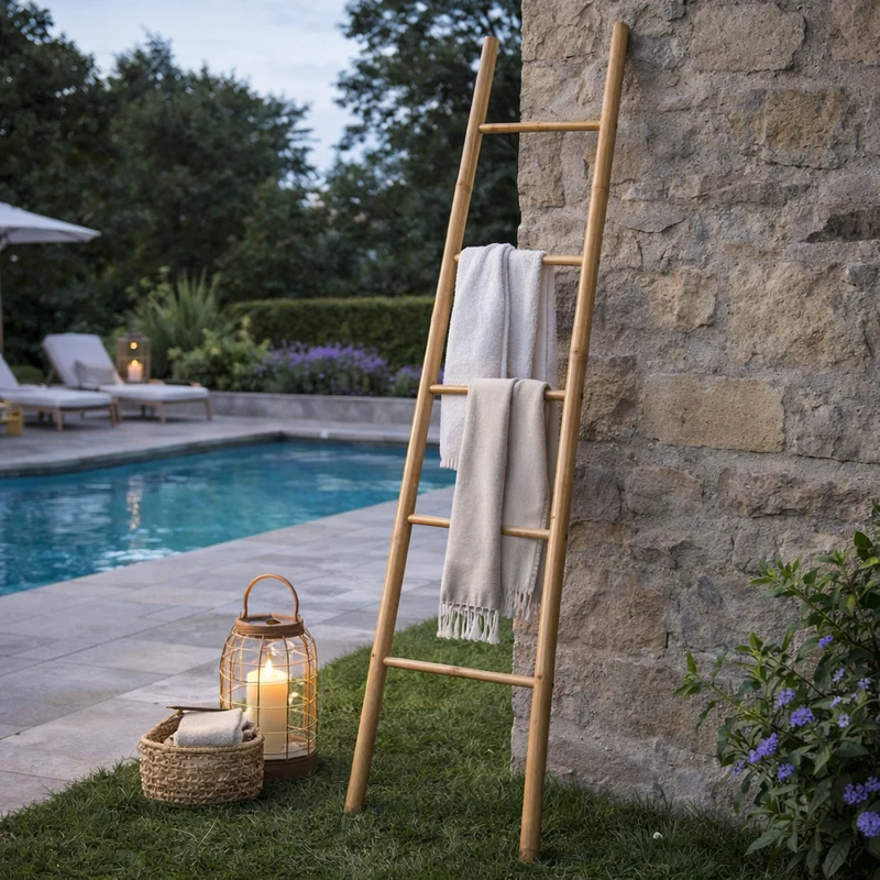 Scala in bamboo marrone 5 gradini H180 cm design naturale