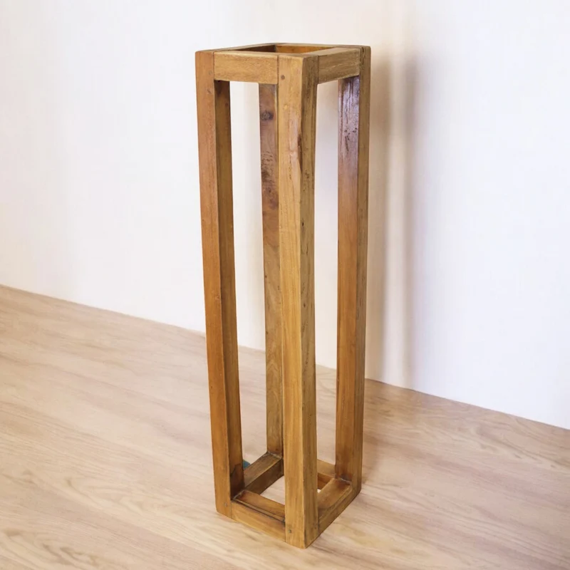 Fioriera media in legno riciclato fissa 18x18xH75 cm Cecilin