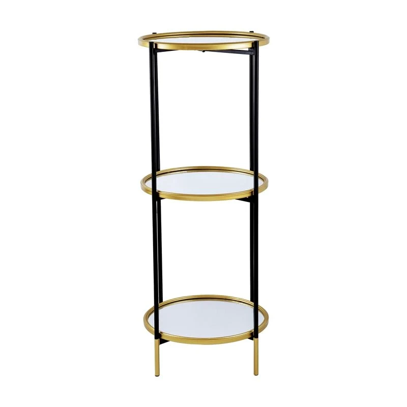 Espositore 3 Piani Nero/Oro con Ripiani a Specchio