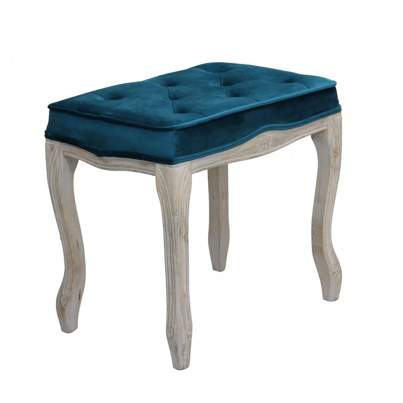 Sgabello in velluto con struttura in legno elegante 50x36xH47 cm