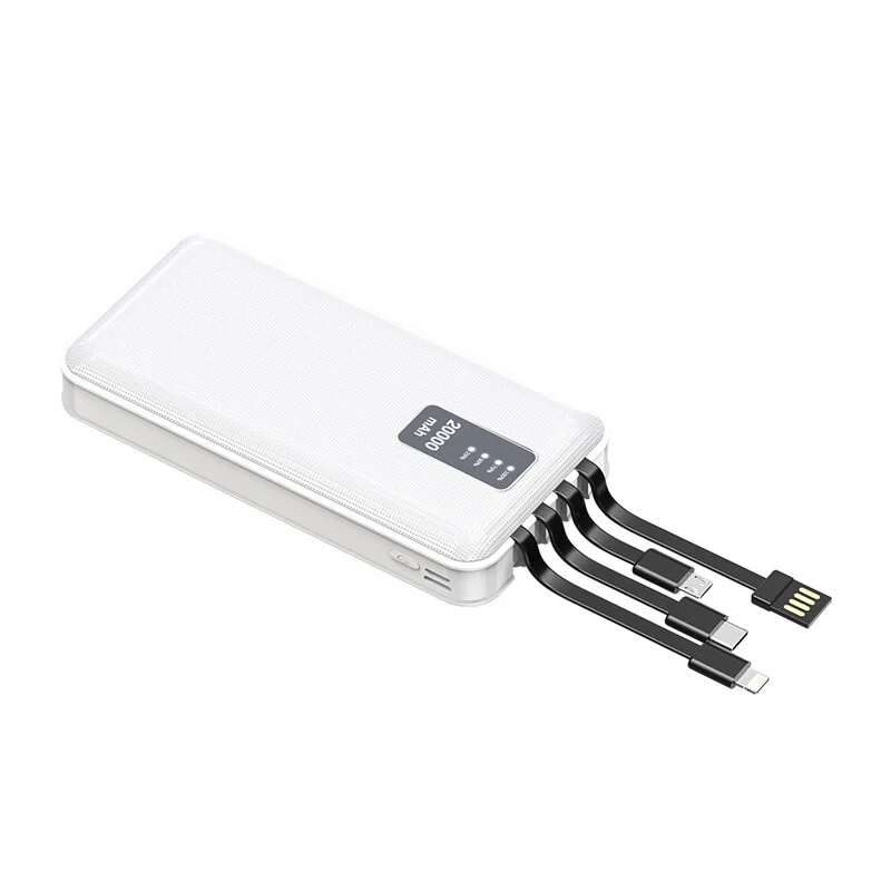 Power Bank 20000 Mah con Ci Micro USB Lightning e Type C Bianco