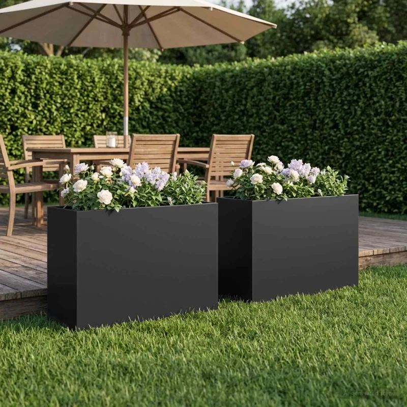 Vaso da giardino 2 pz Nero 50 x 20 x 40 cm 8005443