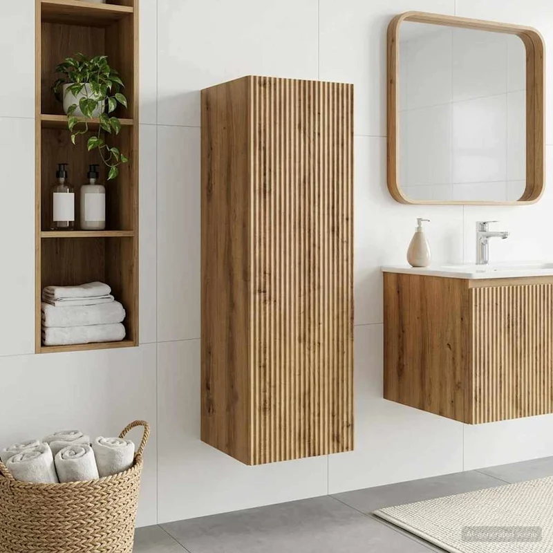 Mobiletto da Bagno a Muro Rovere Artigianale 33 x 34,5 x 60 cm 890541