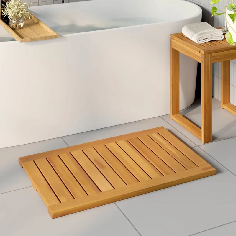 Tappeto da bagno Naturale 80 x 50 cm Legno di Acacia Massello 42025268