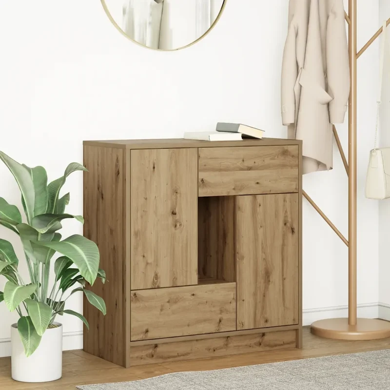 Credenza con Cassetti e Ante Rovere Artigianale 70,5x34x74,5 cm 861849