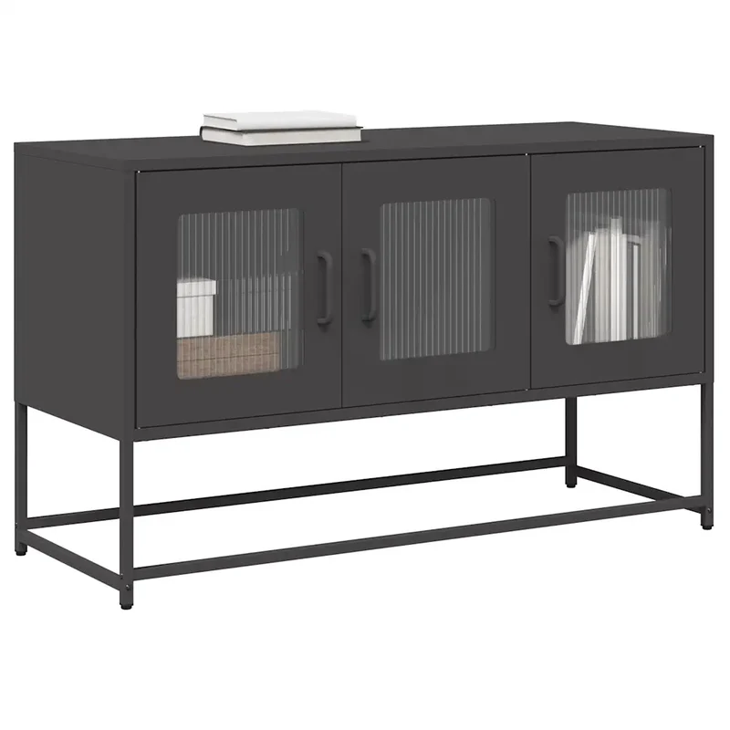 Mobile TV Nero 100,5x39x60,5 cm in Acciaio Laminato a Freddo 853338