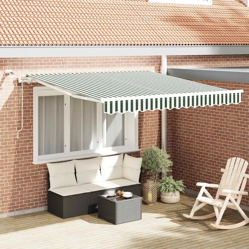 Tenda retrattile Verde e Bianco 350 x 250 cm Poliestere 3330468