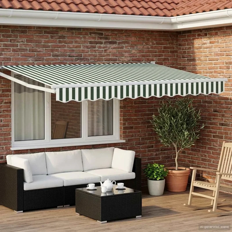 Tenda retrattile manuale con LED Verde e Bianco 3,5 x 2,5 m 3419283