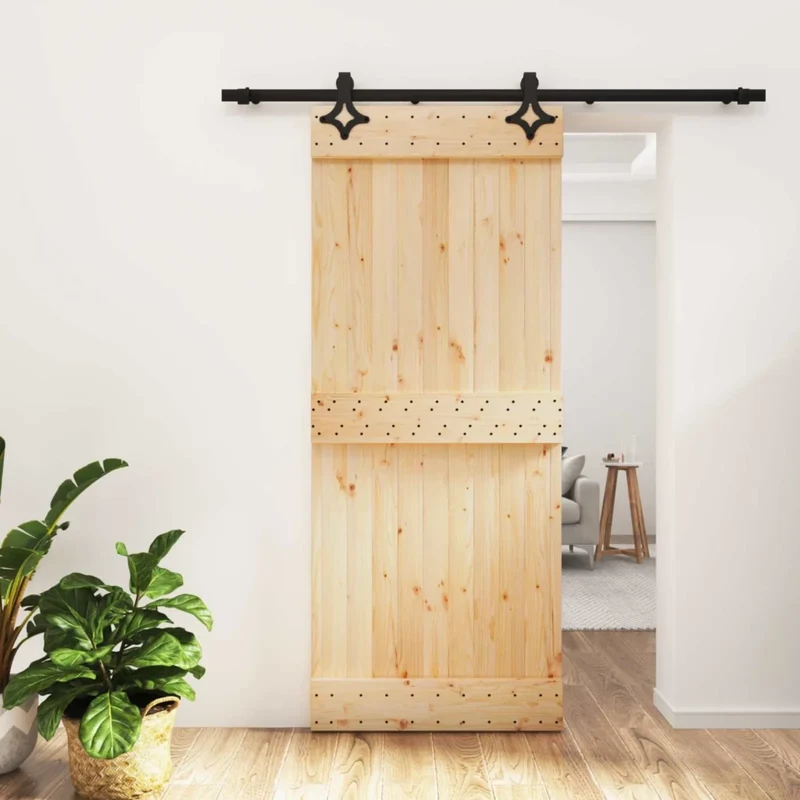 Porta scorrevole 85 x 210 cm Naturale e Nero 3445063