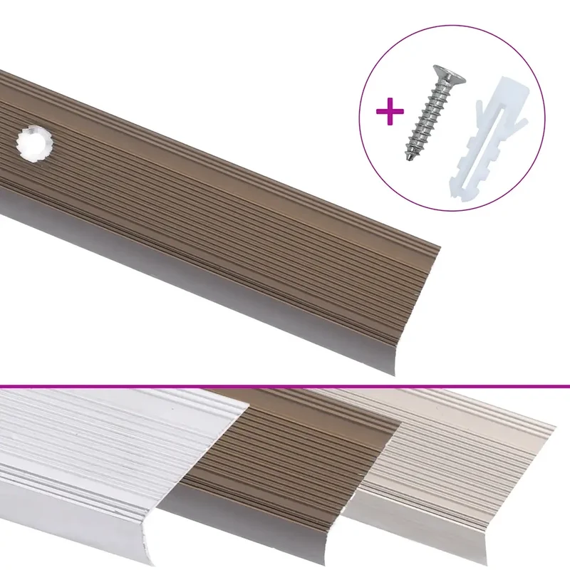 Profili a L per Gradini 5 pz in Alluminio 100 cm Marrone 146762