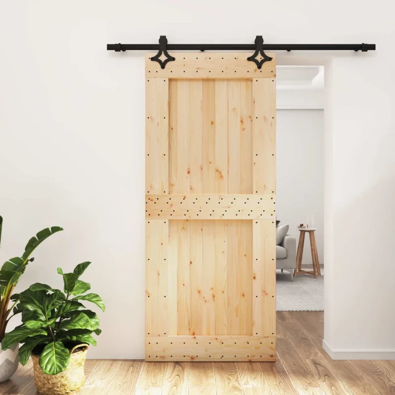 Porta scorrevole Naturale e Nero 90 x 210 cm 3445070
