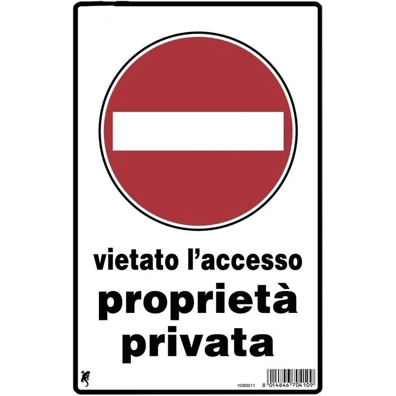 Cartello in plastica "vietato l'accesso proprietà privata" 30 x 20 cm