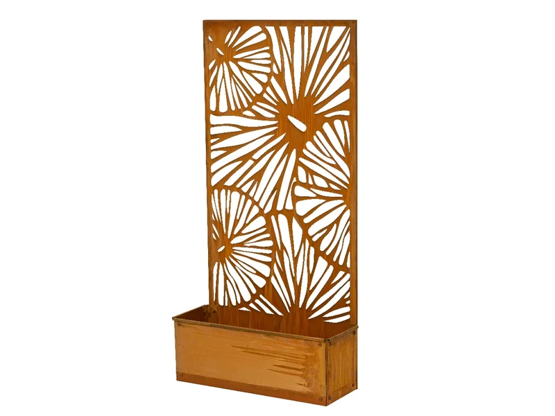 Frangivista con fioriera in metallo per esterno 57x21cm x altezza 118cm colore ruggine