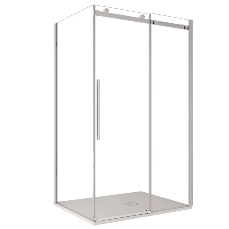 Box doccia due lati trasparente anticalcare porta scorrevole h195 8mm euclide, misura 80x150