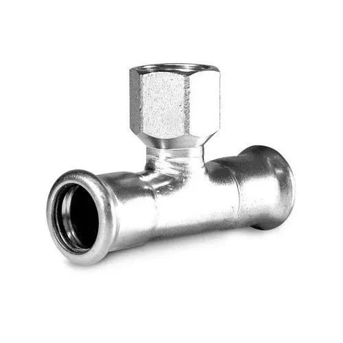 Ti con derivazione filetto f a pressare in acciaio carbonio 3/4 x 54