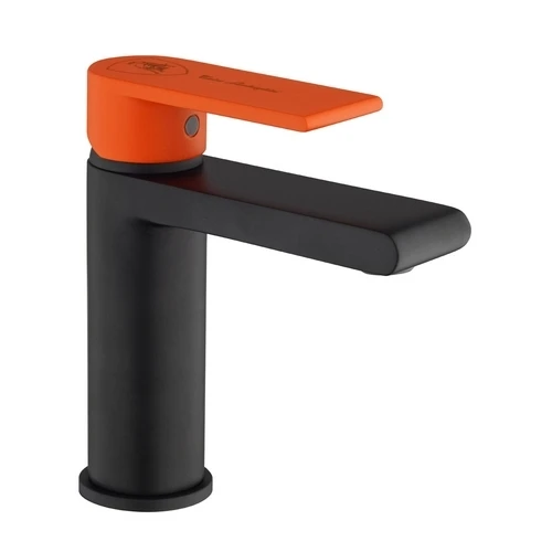Miscelatore monocomando lavabo linea laguna nero opa leva nera leva aranci