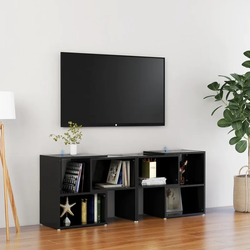 Mobile Porta TV Nero Lucido 104x30x52 cm in Legno Multistrato 808357