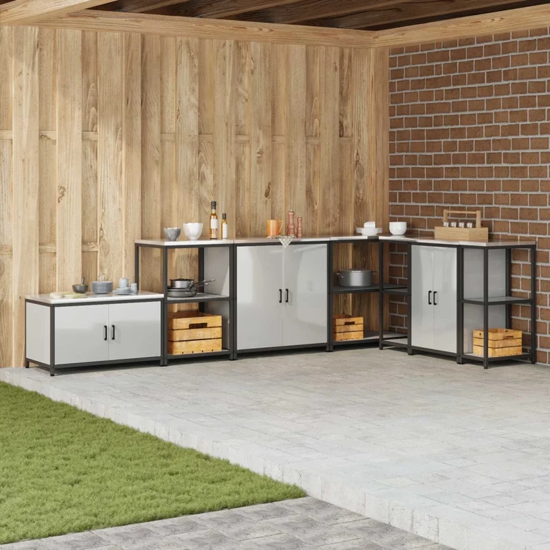 Armadietto per Stoccaggio in Cucina HATTEM Argento Acciaio 874987