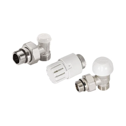 Kit valvola termostatizzabile a squadra testa termostatica e detentore 1/2 24x19 fil d.16
