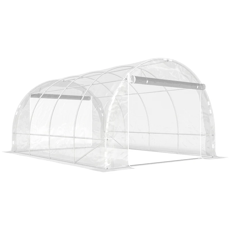 Serra a Tunnel 3x4x2 m con Porte Avvolgibili Telaio in Acciaio e Copertura in PE Anti-UV Trasparente
