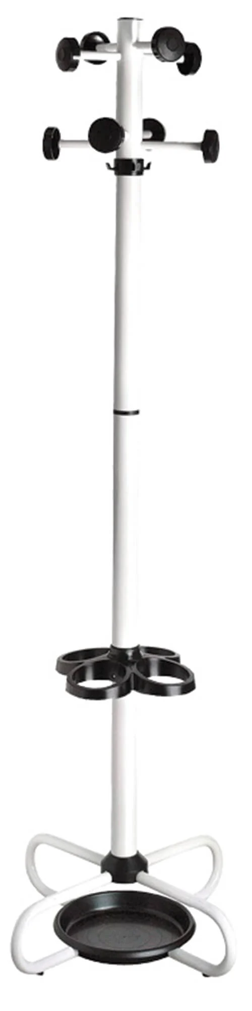 Appendiabiti da Terra Ø55x174 cm con Portaombrelli in Metallo Fumer Tommy Bianco e Nero