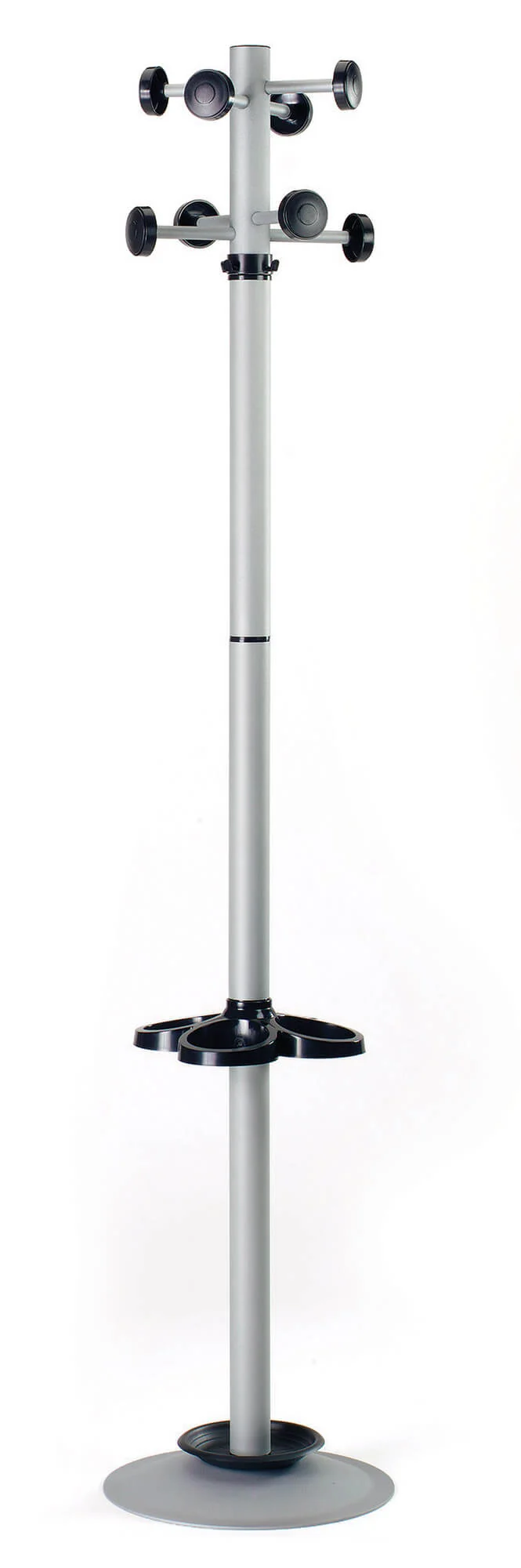 Appendiabiti da Terra Ø36x178 cm con Portaombrelli in Metallo Fumer Bennet Silver e Nero