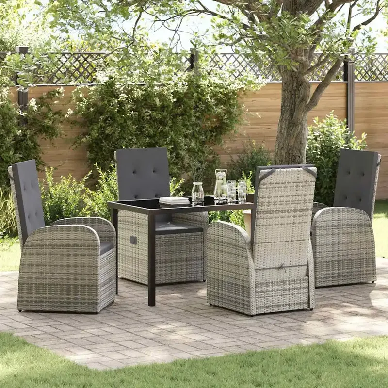 Set da Pranzo per Giardino 5 pz Grigio polyrattan 3379480