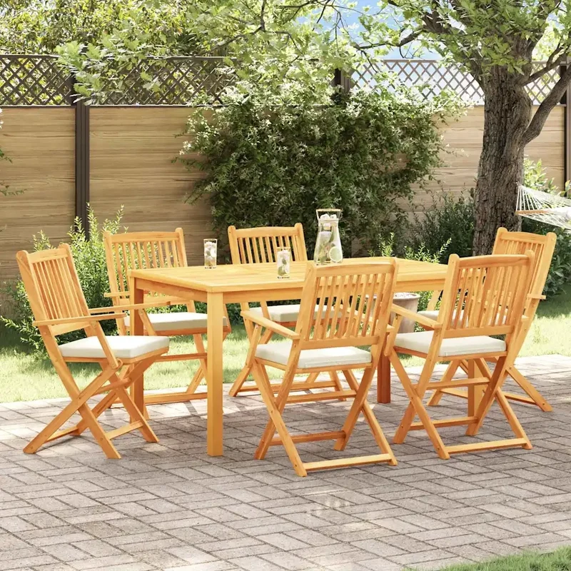 Sedia pieghevole 6 pz Bianco Legno massello di acacia 3329127