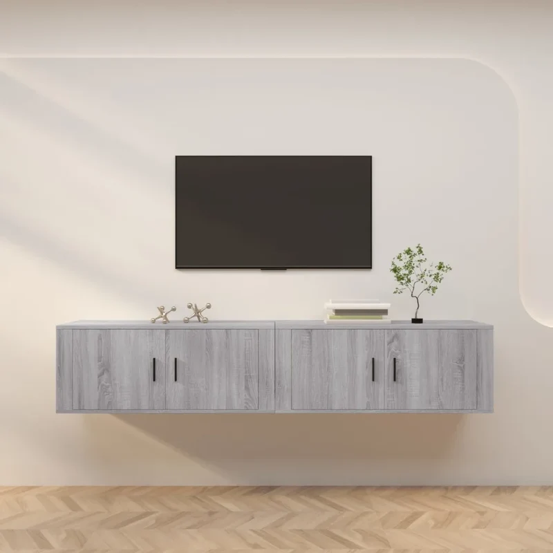 Mobili Porta TV a Parete 2 pz Grigio Sonoma 100x34,5x40 cm 3188372