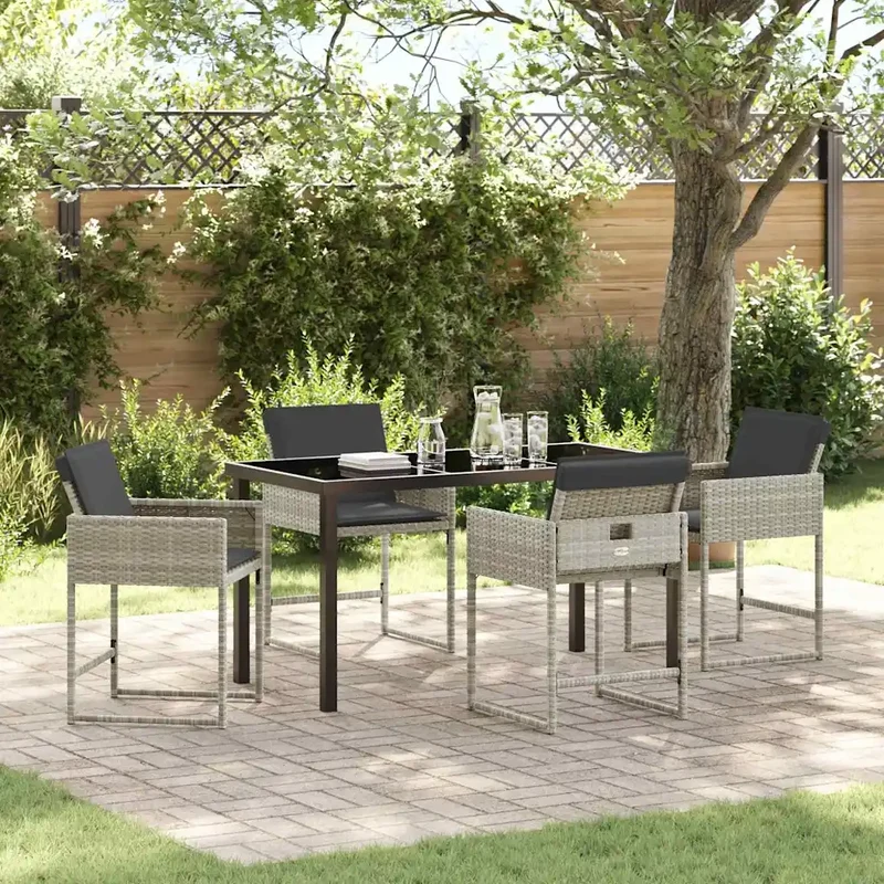 Set da Pranzo per Giardino 5 pz Grigio chiaro polyrattan 3380734