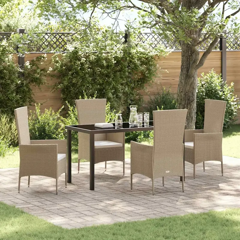 Set da Pranzo per Giardino 5 pz Beige polyrattan 3379459