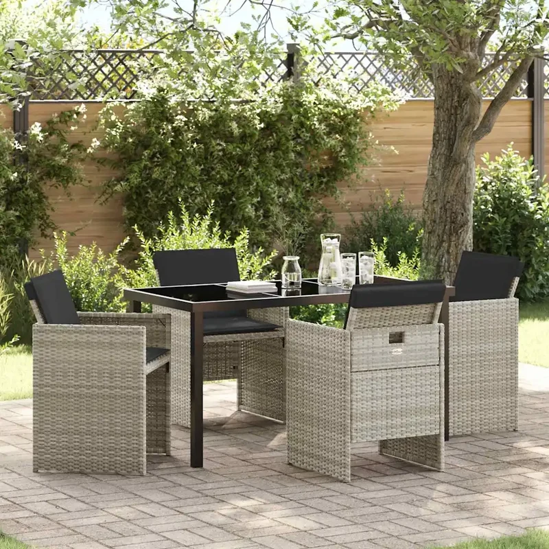 Set da Pranzo per Giardino 5 pz Grigio chiaro polyrattan 3380610