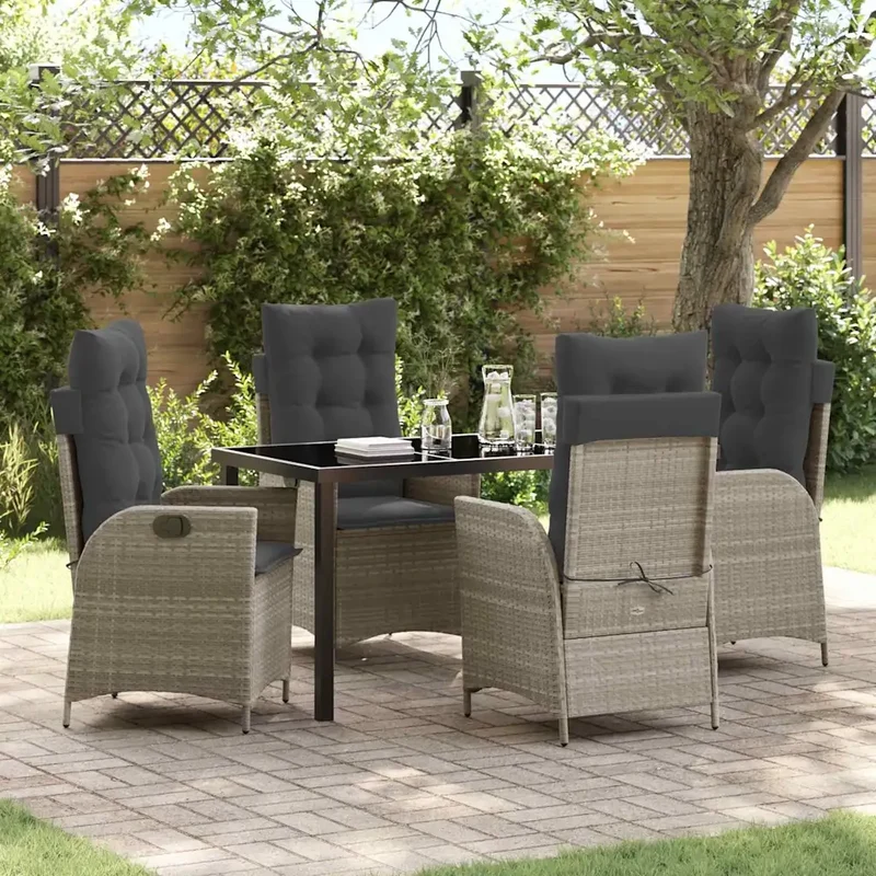 Set da Pranzo per Giardino 5 pz Grigio chiaro polyrattan 3380521