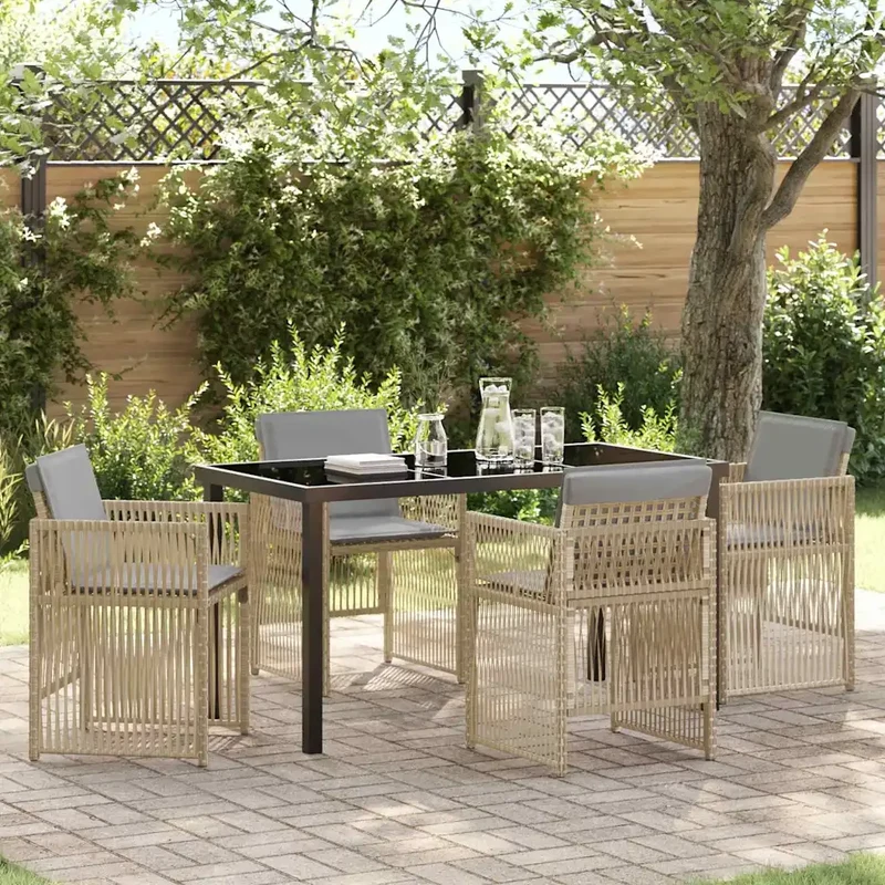 Set da Pranzo per Giardino 5 pz Beige 3380670