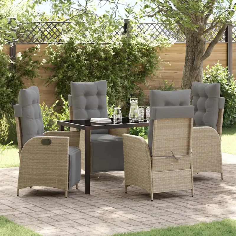Set da Pranzo per Giardino 5 pz Beige polyrattan 3380563