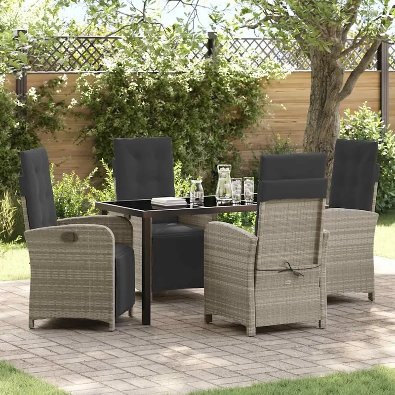 Set da Pranzo per Giardino 5 pz Grigio chiaro polyrattan 3380346
