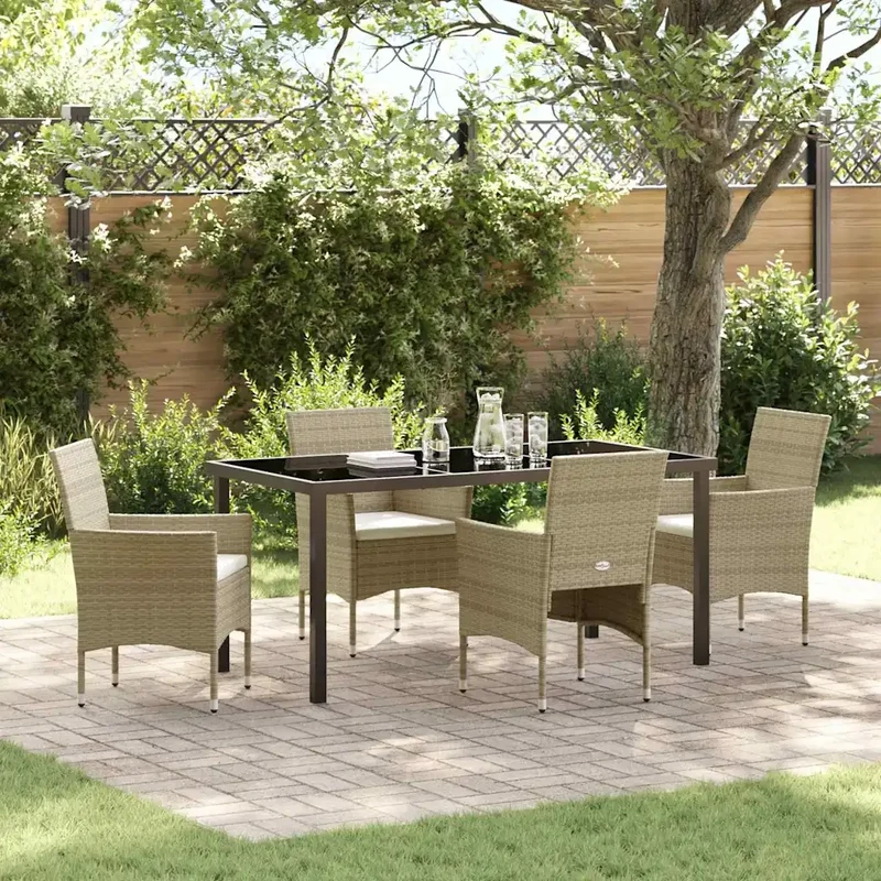 Set da Pranzo per Giardino 5 pz Beige polyrattan 3379739