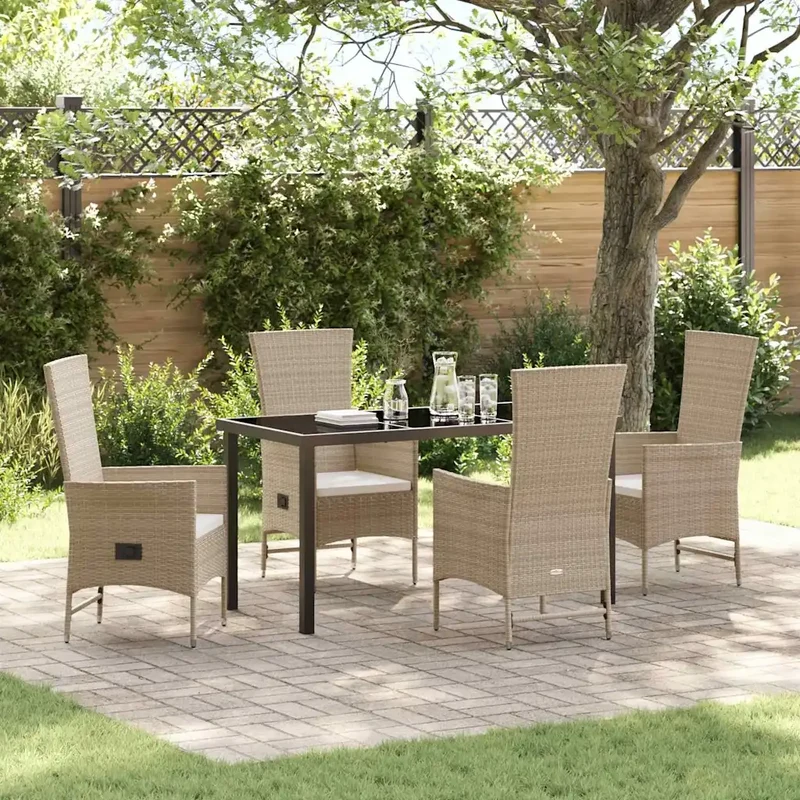 Set da Pranzo per Giardino 5 pz Beige polyrattan 3379466