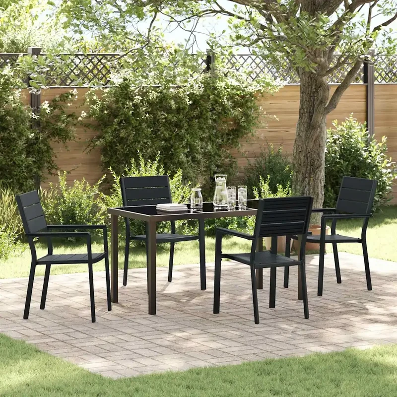 Set da Pranzo per Giardino 5 pz Nero 3379144