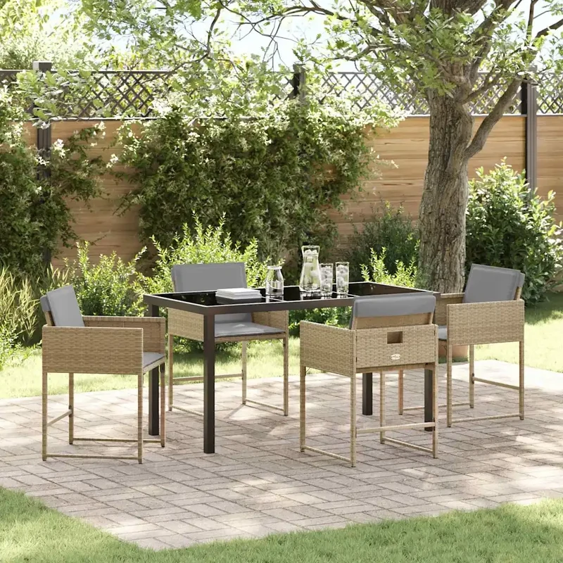 Set da Pranzo per Giardino 5 pz Beige polyrattan 3380029