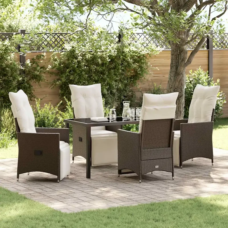 Set da Pranzo per Giardino 5 pz Marrone polyrattan 3379571