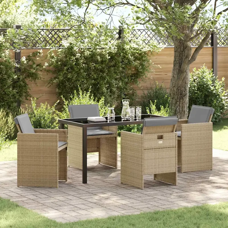 Set da Pranzo per Giardino 5 pz Beige polyrattan 3379965