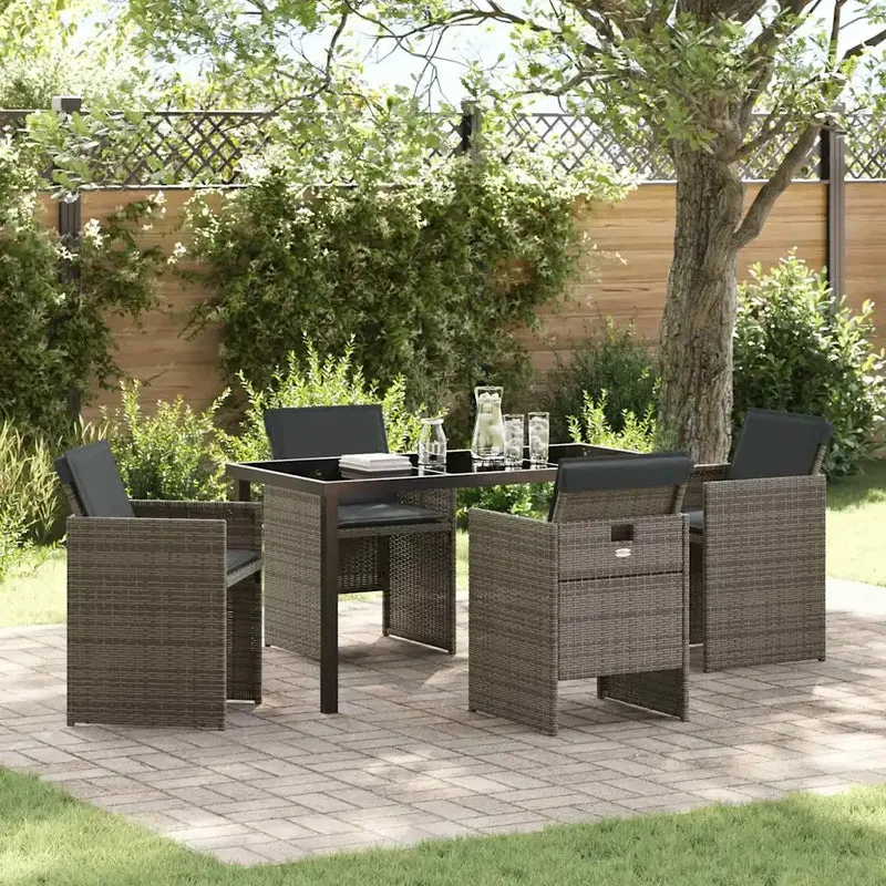 Set da Pranzo per Giardino 5 pz Grigio polyrattan 3379949