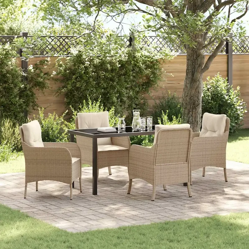 Set da Pranzo per Giardino 5 pz Beige polyrattan 3380171