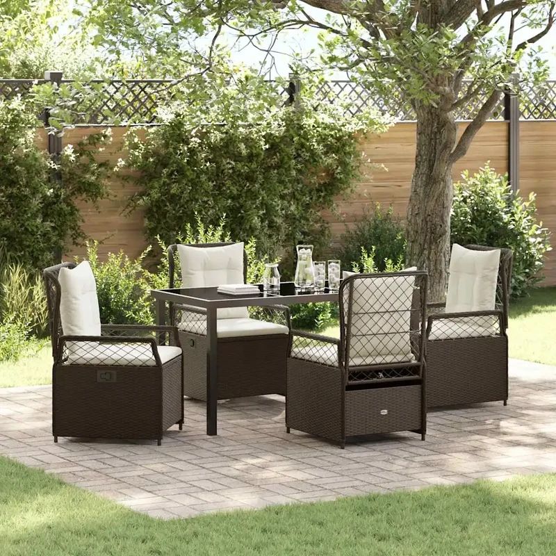 Set da Pranzo per Giardino 5 pz Marrone polyrattan 3380990