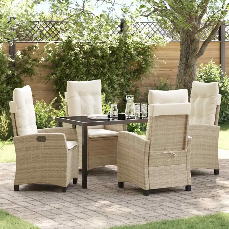 Set da Pranzo per Giardino 5 pz Beige polyrattan 3380395