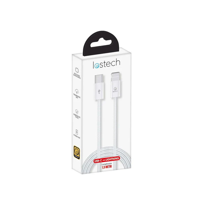 Cavo usb c / lightning 1,5m bianco 30w