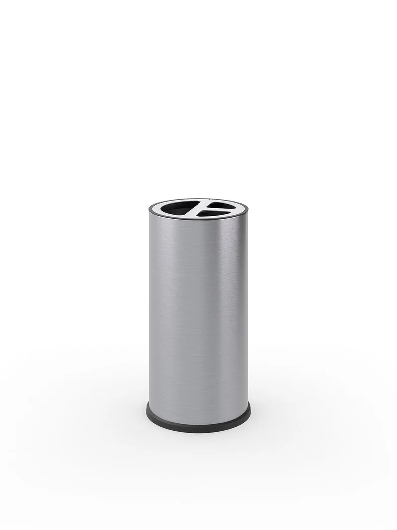 Pattumiera a Bidone Ø 35x71 cm 3 Scomparto Totale 70 L in Acciaio Inox Satinato